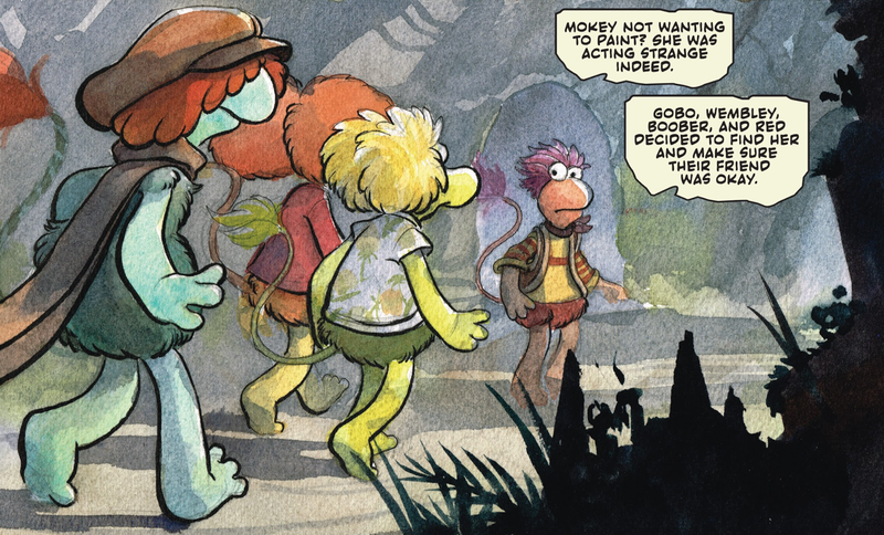 The Fraggles searching for their friend.